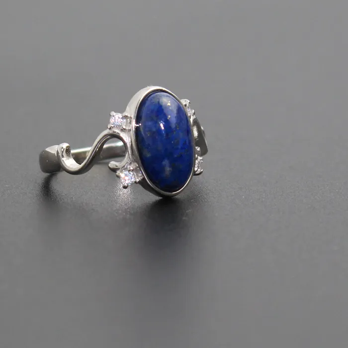 Authentic 925 Sterling Silver Movie The Vampire Diaries Elena's Daylight Ring Jewelry Ring Nature Real Lapis Stone