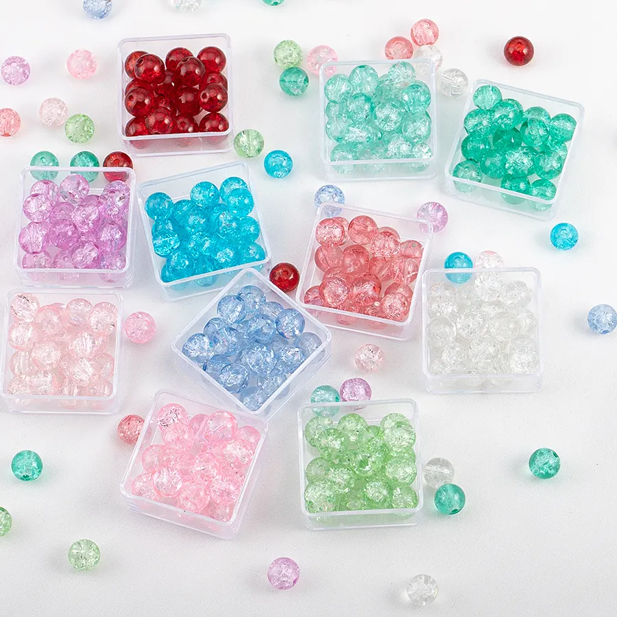 Authentic Ethereal Frost Glass Crackle Beads of Inner Illumination