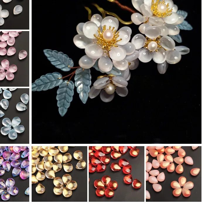 Authentic Flat Teardrop Shape 10pcs 10x12mm Lampwork Crystal Glass Loose Pendants Beads Lot For Jewelry Making DIY Crafts Findings