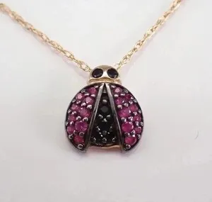 Authentic 2Ct Round Cut Lab Created Diamond Women's Ladybug Pendant 14k Yellow Gold Plated