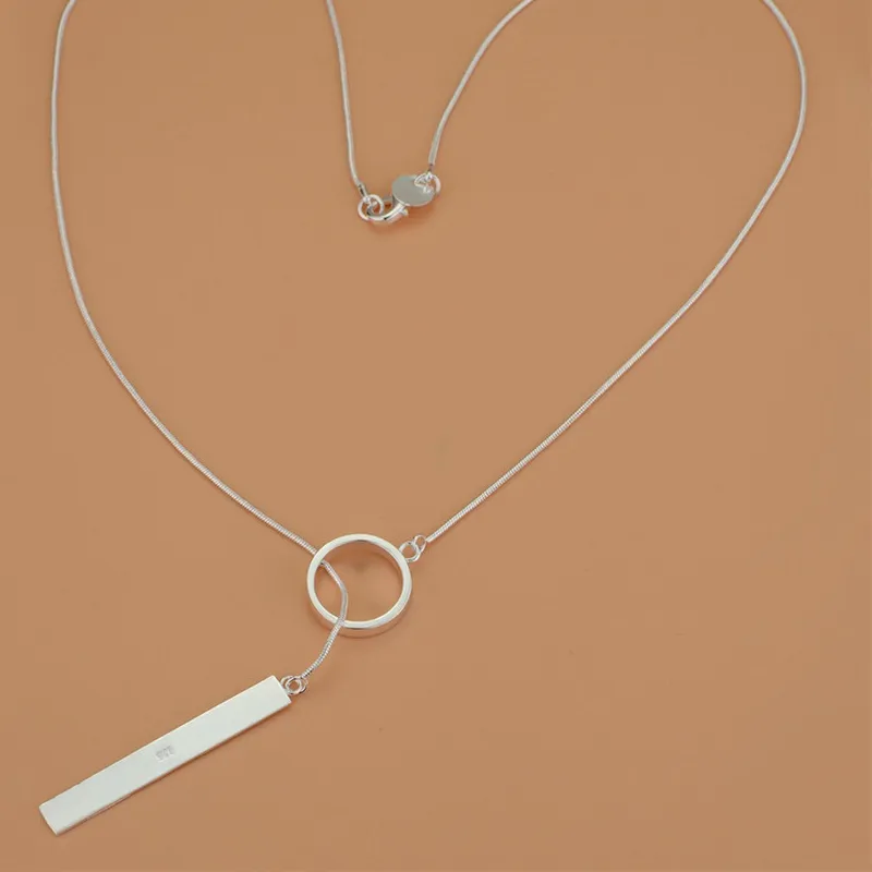 Authentic 925 Sterling Silver Necklace for Women Jewelry 18 Inches Creative Round Pendant Christmas Gifts Wedding