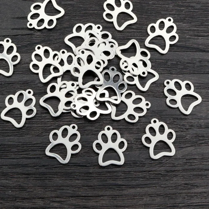 Authentic 30pcs 14x11mm No Fade 316 Dog/Cat Footprint Charms Pendant Jewelry Making Accessories DIY for necklace bracelet