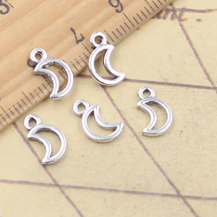 Authentic 30pcs Charms Small Lovely Moon 11x6mm Antique Silver Color Pendants DIY Making Handmade Finding Tibetan Jewelry