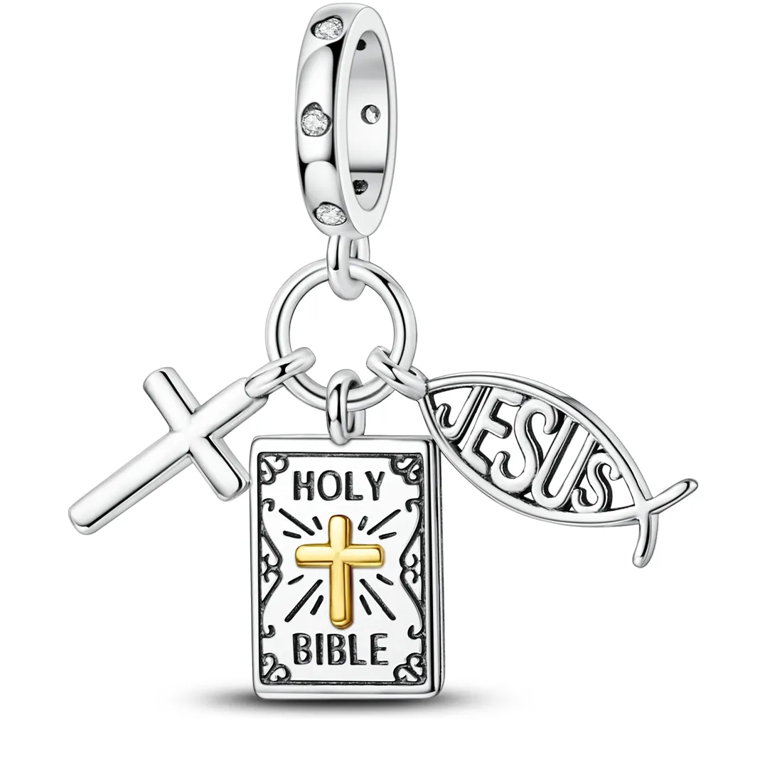 Authentic Sacred Icon of Faith: 925 Sterling Silver Holy Bible Cross