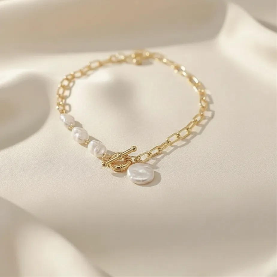 Authentic Luminous Tide Irregular Pearl Collar Talisman