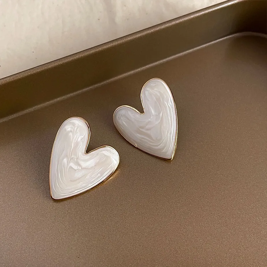 Authentic French Vintage Milk White Drip Oil Earrings