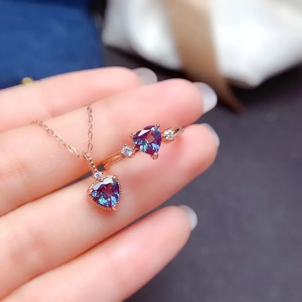 Authentic Sterling Silver Rings Alexandrite Rings for Women African Jewelry Wedding for Couples Luxury Rose Gold Plating Party