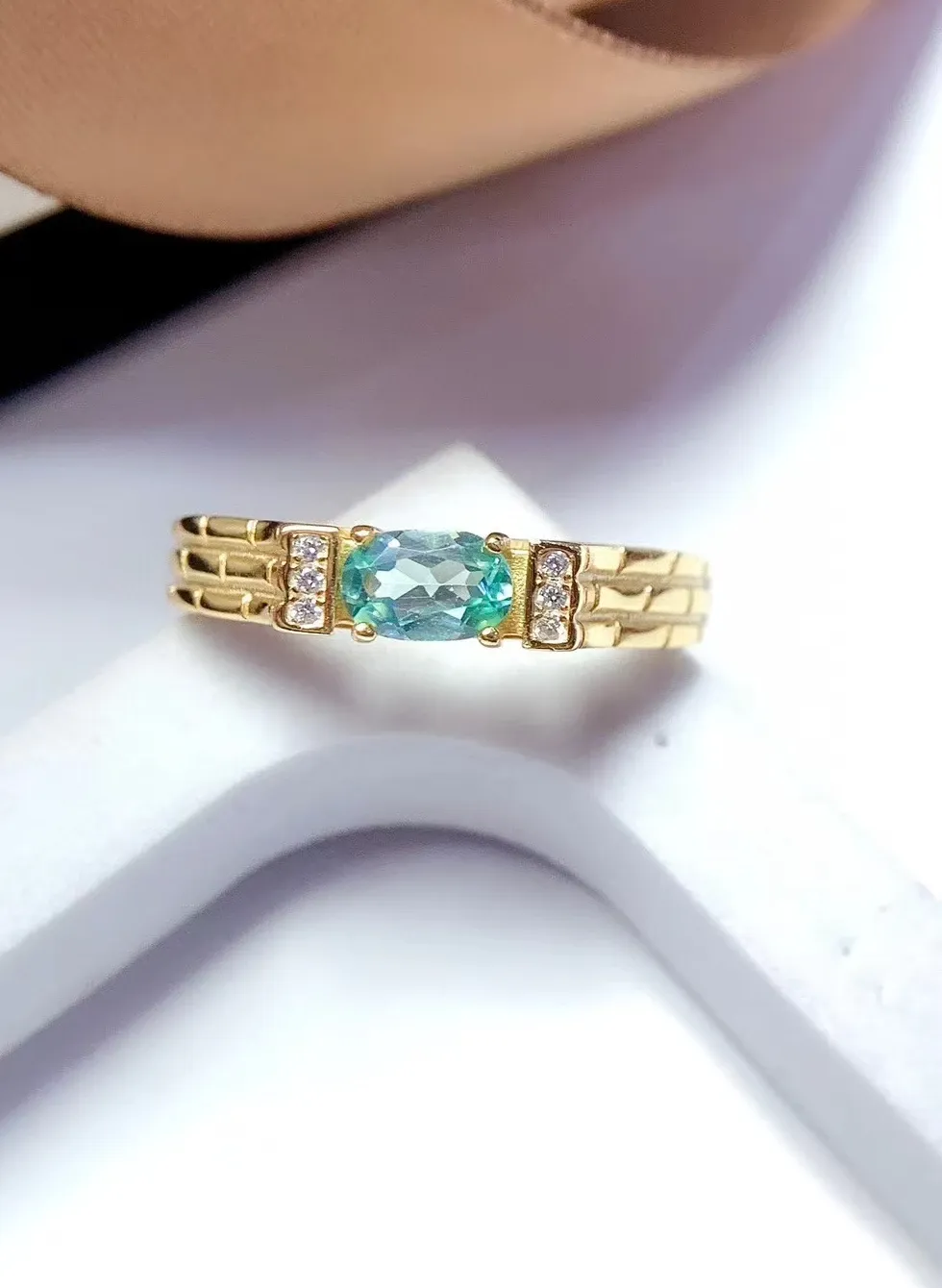 Authentic Natural Apatite Silver Ring 0.5Ct 4Mm 6Mm Vvs Grade Apatite Silver Ring With Gold Plating Solid 925 Silver Gemstone Jewelry