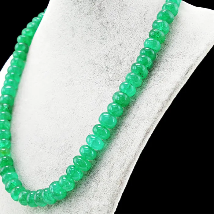 Authentic Round 581.50 Cts Earth Mined 20 Inches Enhanced Emerald Beads Necklace Dg