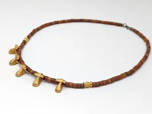 Authentic Vtg Museum Replica Precolumbian Tayrona Gold Plated Frog Pendant Necklace - 19"