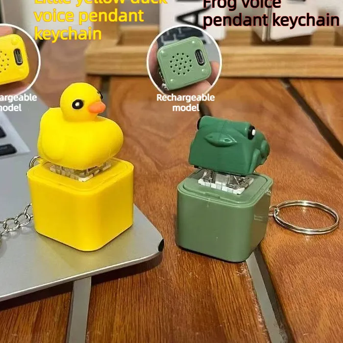 Authentic Funny Frog Duck Key chains Rechargeable Keyboard Clicker Sound Keyring with LED Light for Stress Relief Jewelry 2026
