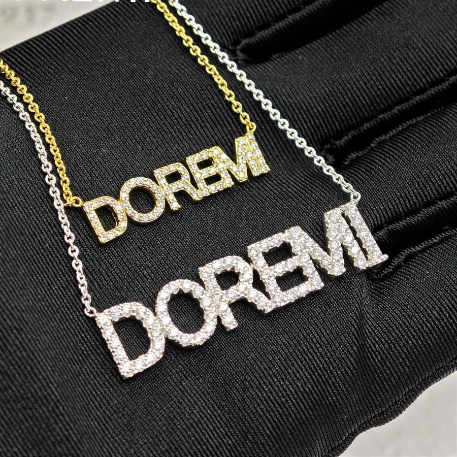 Authentic DOREMI 6mm/9mm Letters Name Crystal Necklace Initial Name Necklaces Personalized Dainty Custom Necklace Nameplate Chains