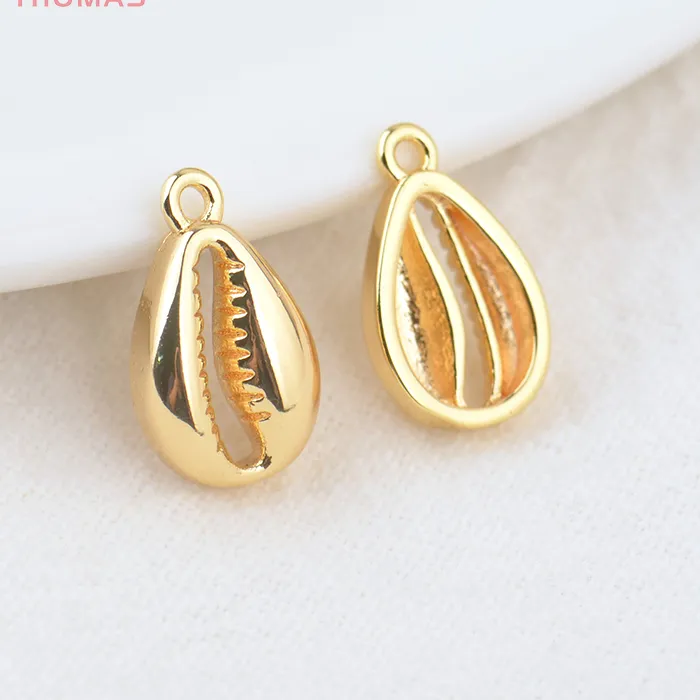 Authentic Echoes of the Golden Tide: 24K Gold-Plated Brass Conch Shell Talismans