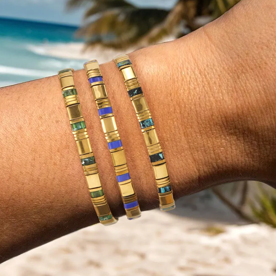 Authentic Go2Boho Rainbow Miyuki Tila Bracelet With Glass Beads Boho Summer Beach Jewelry Pulseras Ladies Armband