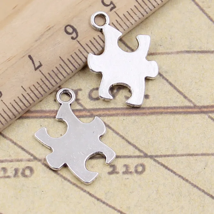 Authentic 20Pcs Charms Jigsaw Puzzle Autism Awareness 20X14Mm Tibetan Bronze Silver Color Pendants Antique Making Handmade Craft