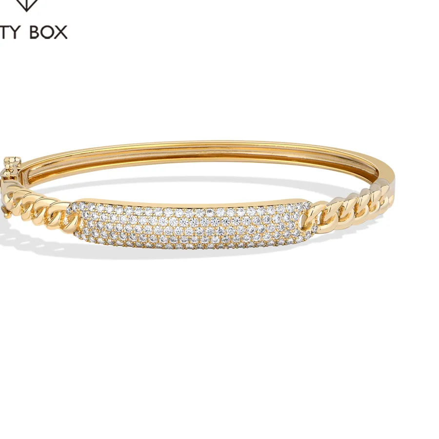 Authentic MINTYBOX S925 Sterling Silver Moissanite Cuff Bracelets Luxury Bangle Lab Diamond Jewelry Gifts for Women Mom