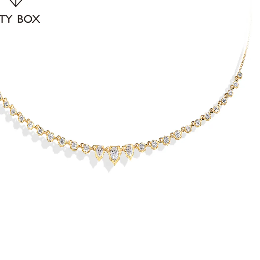Authentic MINTYBOX Pear Cut DVVS1 Color Moissanite Necklace S925 Sterling Silver Adjustable 45+5cm for Women Engagement Jewelry Party