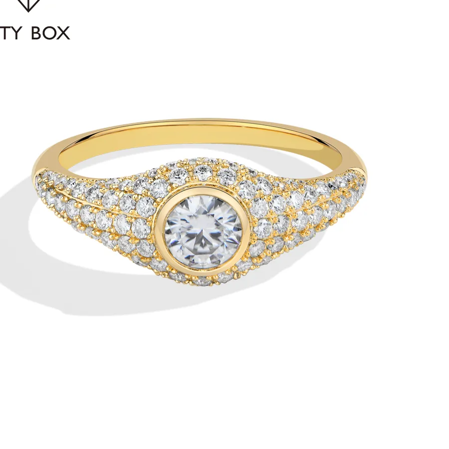 Authentic MINTYBOX Vintage Round Cut All Moissanite Rings for Women 100% 925 Sterling Silver Engagement Ring Jewelry Anniversary Gifts