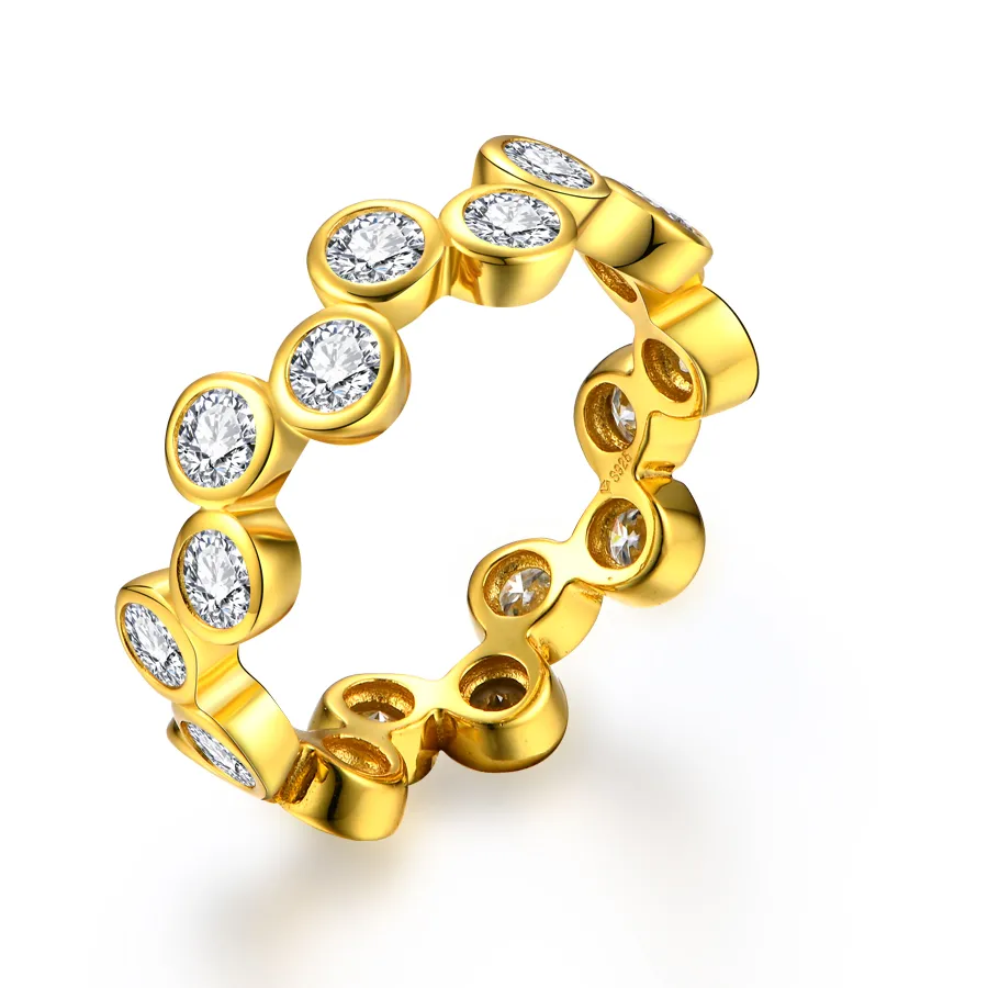 Authentic ATTAGEMS Round 3.0mm Solid 10k 14k 18k Yellow Gold Moissanite Ring for Women Au585 Wedding Luxury Party Christmas Trendy Jewelry