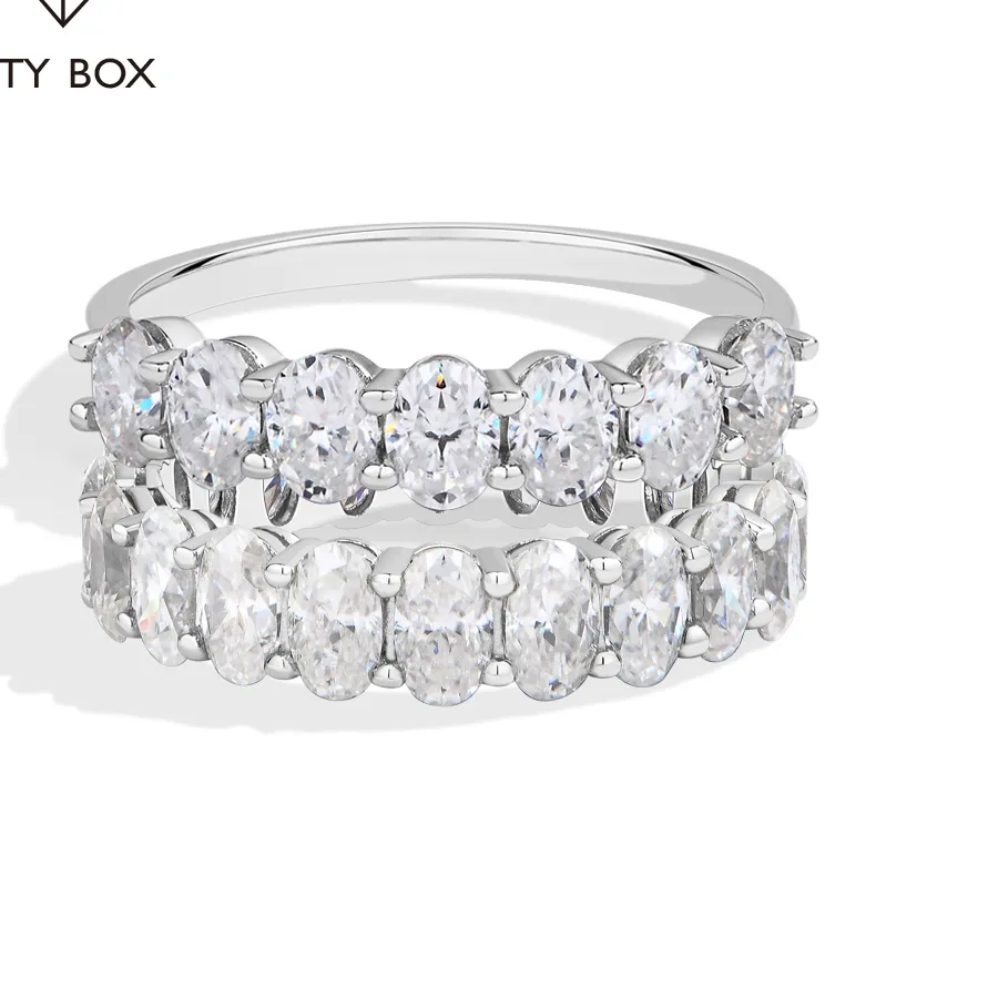 Authentic Infinite Gleam: Double Eternity Moissanite Ring of Endless Light