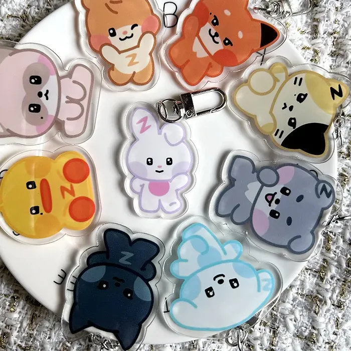 Authentic Boy Group Animal Shaped Acrylic Transparent Keychain Bag Pendant Accessories Friend Cute Keyring Jewelry Fan Supporting