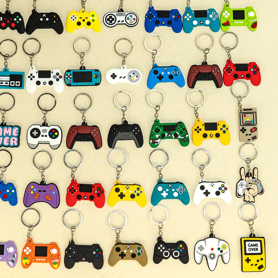 Authentic 20Pcs Keychain Gamepad Boys Keyring Joystick Game Controller Key Accessories Fit Handbag Pendant Friends Key Holders