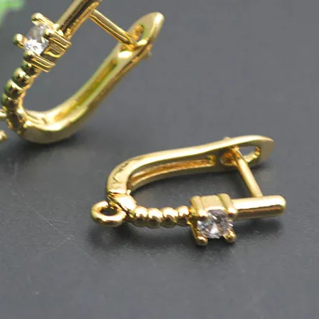 Authentic 2024 Designs CZ Paved Ear Wire Square Earring Hook Leverback Clasps Jewelry Findings 30pc/lot