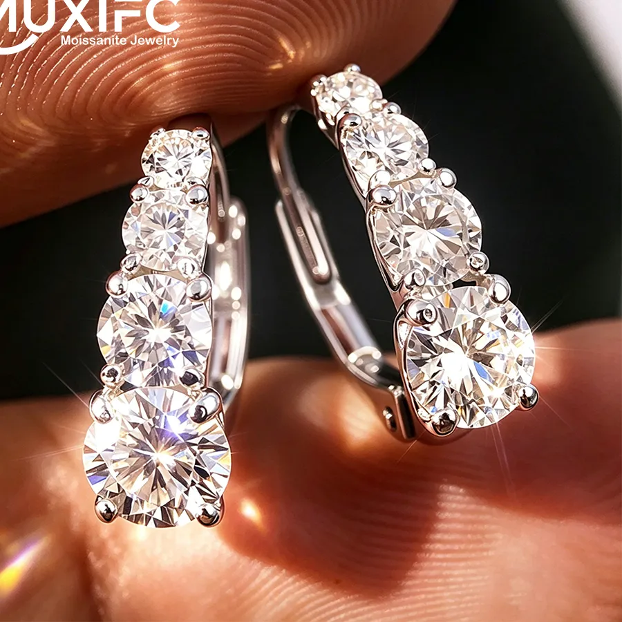 Authentic Celestial Four-Flame Moissanite Huggie Talismans in Sterling Silver