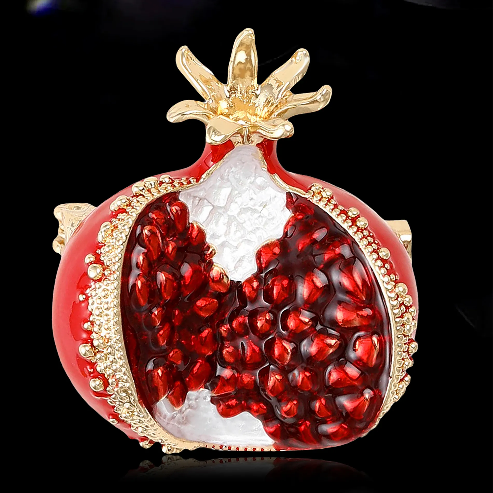 Authentic Classic Rhinestone Pomegranate Brooches for Women Enamel Fruit Plant Pins Event Party Gifts Jewelry Decoration Accessories