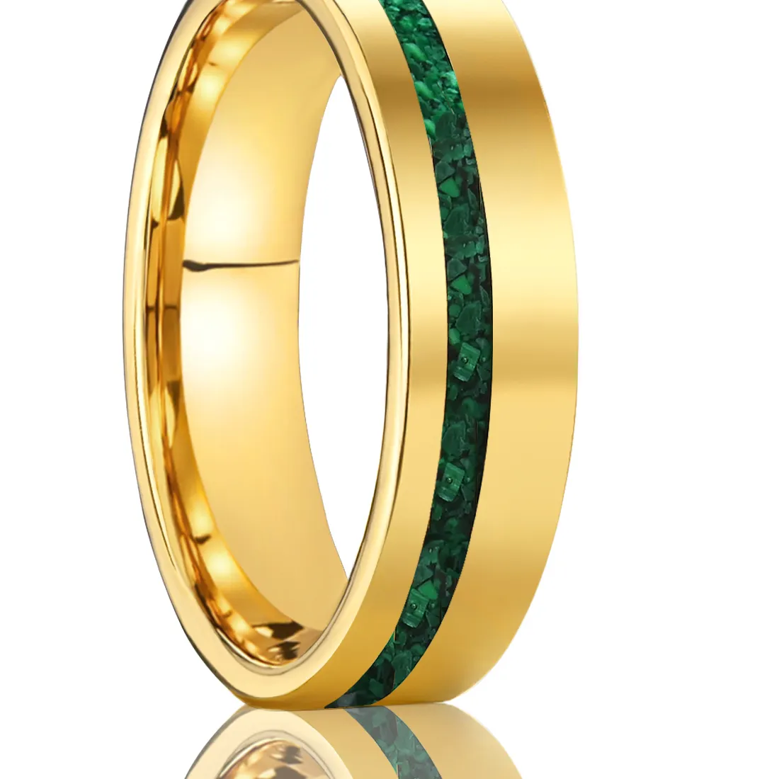 Authentic The Verdant Heartstone: 6mm Polished Tungsten and Malachite Band