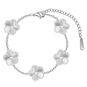 Authentic BAREEK Four Leaf Clover Bracelet 18K Gold Plated Adjustable Jewelry