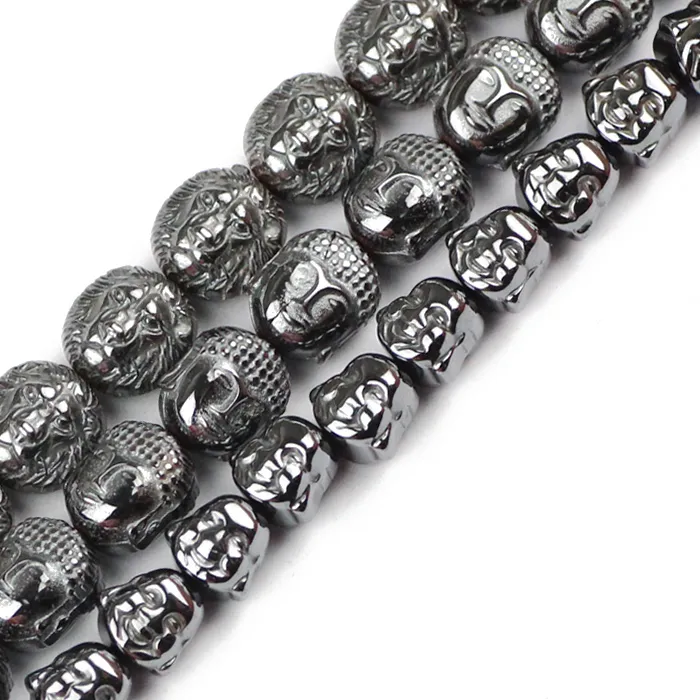 Authentic Jhnby Lion Buddha Maitreya Head Black Hematite Beads Natural Stone Loose Beads Jewelry Bracelet Making Diy Findings Accessories