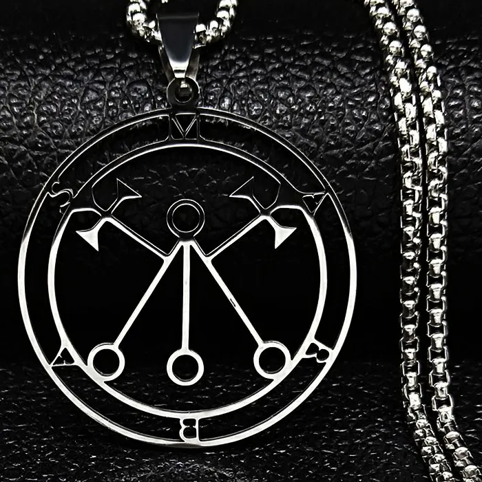 Authentic Lucifer Sigil Seal Chain Necklace Satan Statement Necklace Marbas Lazer Key Baphomet Seal Jewelry N3036S03
