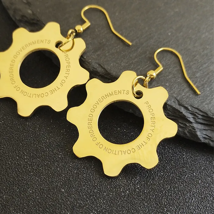 Authentic Gear of Destiny: Gold-Plated Reaction Furnace Earrings
