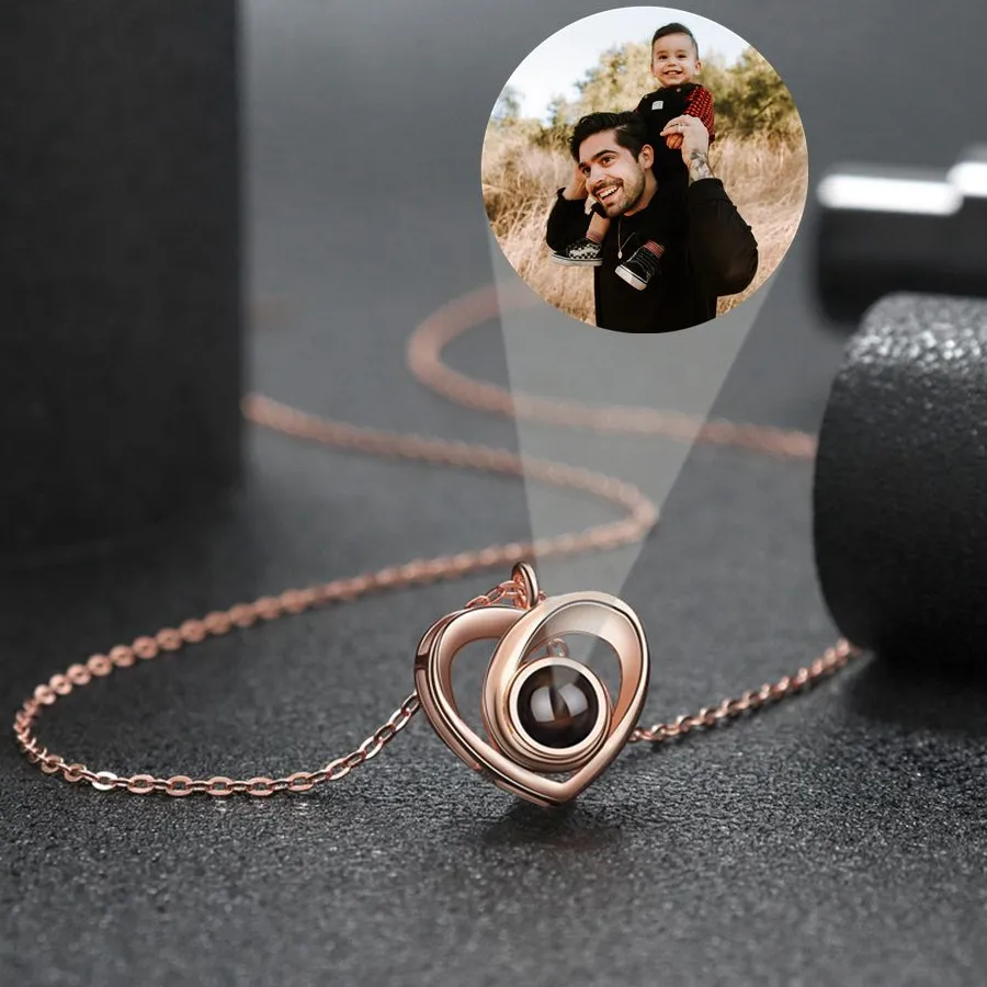 Authentic Customized Projection Photo Necklaces Personalized Photo Necklace Mother Memory Collection Heart- Shaped Jewelry