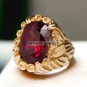 Authentic The Crimson Sovereign: Garnet and Gilded Sterling Sigil
