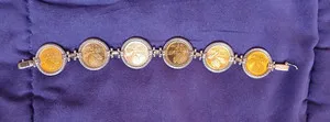 Authentic ITALIAN STERLING SILVER GOLD PLATED LIRE COIN BRACELET