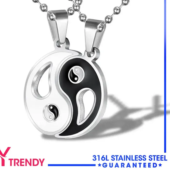 Authentic Creative Vintage Jewelry Chinese Style Yin Yang Tai Chi Eight Trigrams Pendant Couple Necklace Pair