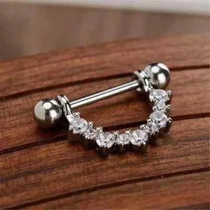 Authentic Divine Nipple Adornment: 2Ct Round Cut Diamond Women's Body Jewelry in 14K White Gold Plated