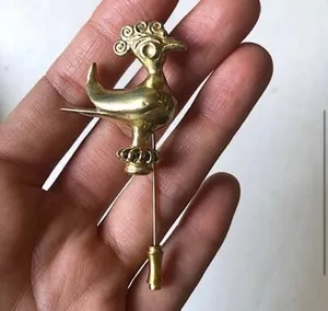 Authentic Solid gold plated Sterling silver 10 KT gold plating peacock pin Brooch 3.5”