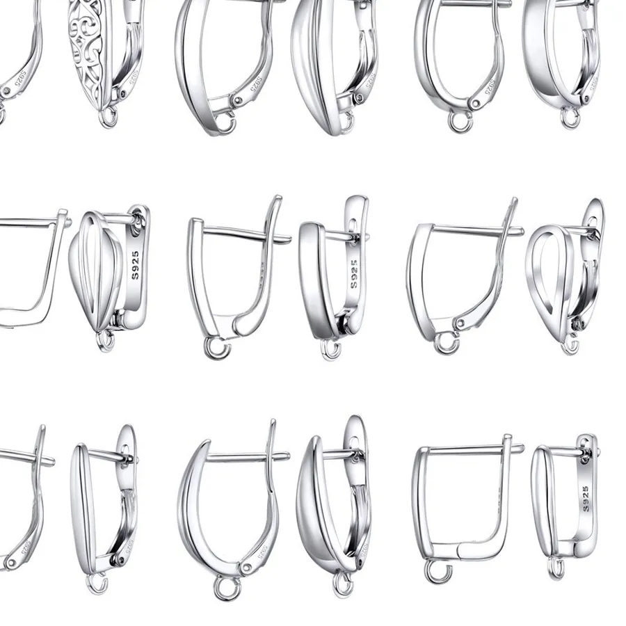 Authentic DIY Fine Jewelry Findings 925 Silver Lever Back Earring Hook Clasp Accessories for Luxury Jewelry Making Supplies