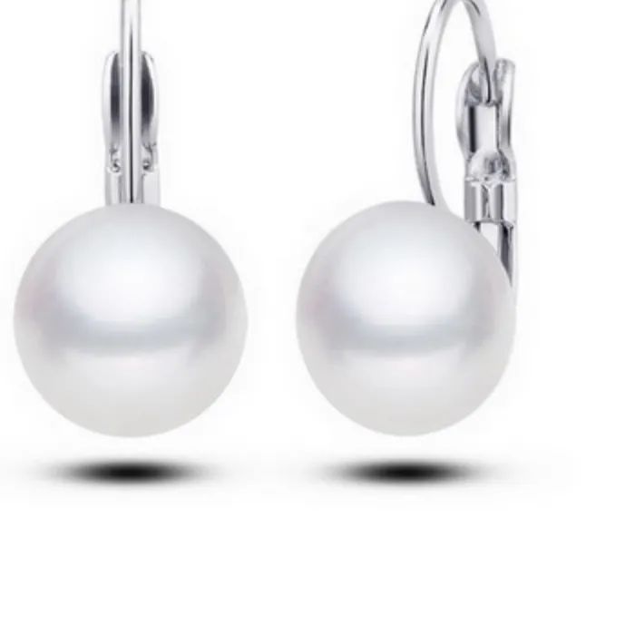 Authentic Luminous Lunar Orbs: Sterling Silver Freshwater Pearl Lever Hoops