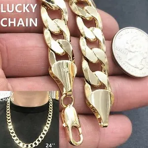 Authentic Elevate Your Spirit with Sacred Energies: 14K Gold Plated Cuban Curb Link Chain