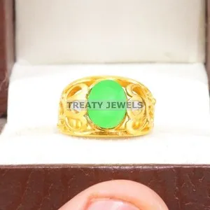 Authentic The Sovereign Jade Sanctuary: Golden-Plated Sterling Silver Men's Talisman Ring