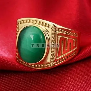 Authentic The Emerald Sovereign: Gold-Plated 925 Silver and Oval Jade Ring