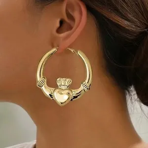 Authentic Radiant Knots of Eternal Loyalty 9k Gold-Plated Claddagh Hoops