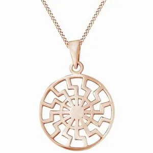 Authentic Supreme Sun Wheel 14K Rose Gold Plated Silver Pendant Necklace For Women's