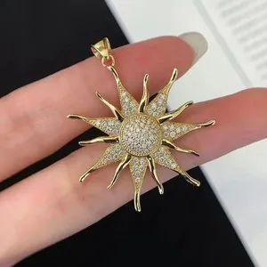 Authentic Radiant Solstice: The Golden Sun-Disc Moissanite Amulet