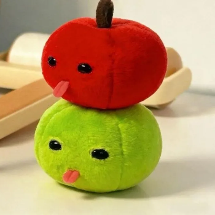 Authentic &Abstract Green Apple Plush Doll Keychain Backpack Pendant Creative Funny Fruit Keyring Accessories Friends Year