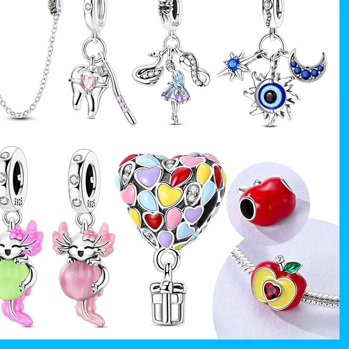 Authentic Ghost Cat Apple Safety Chain CZ Original Charms Silver Plated Beads Fit Bracelets Bag Keychain Charms DIY Women Accessory